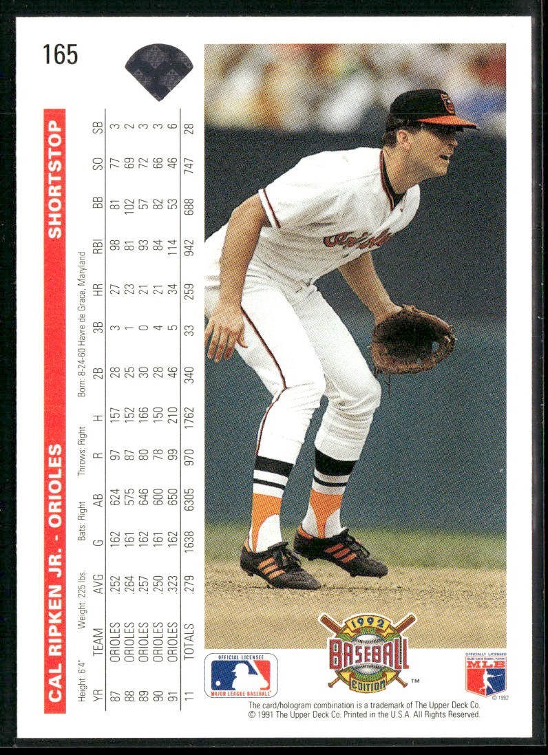 Cal Ripken Jr. Player Lot Bundle 10 Different Baseball Cards CRJ001 Orioles back