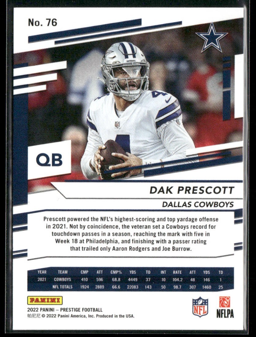 Dak Prescott Player Lot Bundle 10 Different Football Cards DP001 Cowboys back