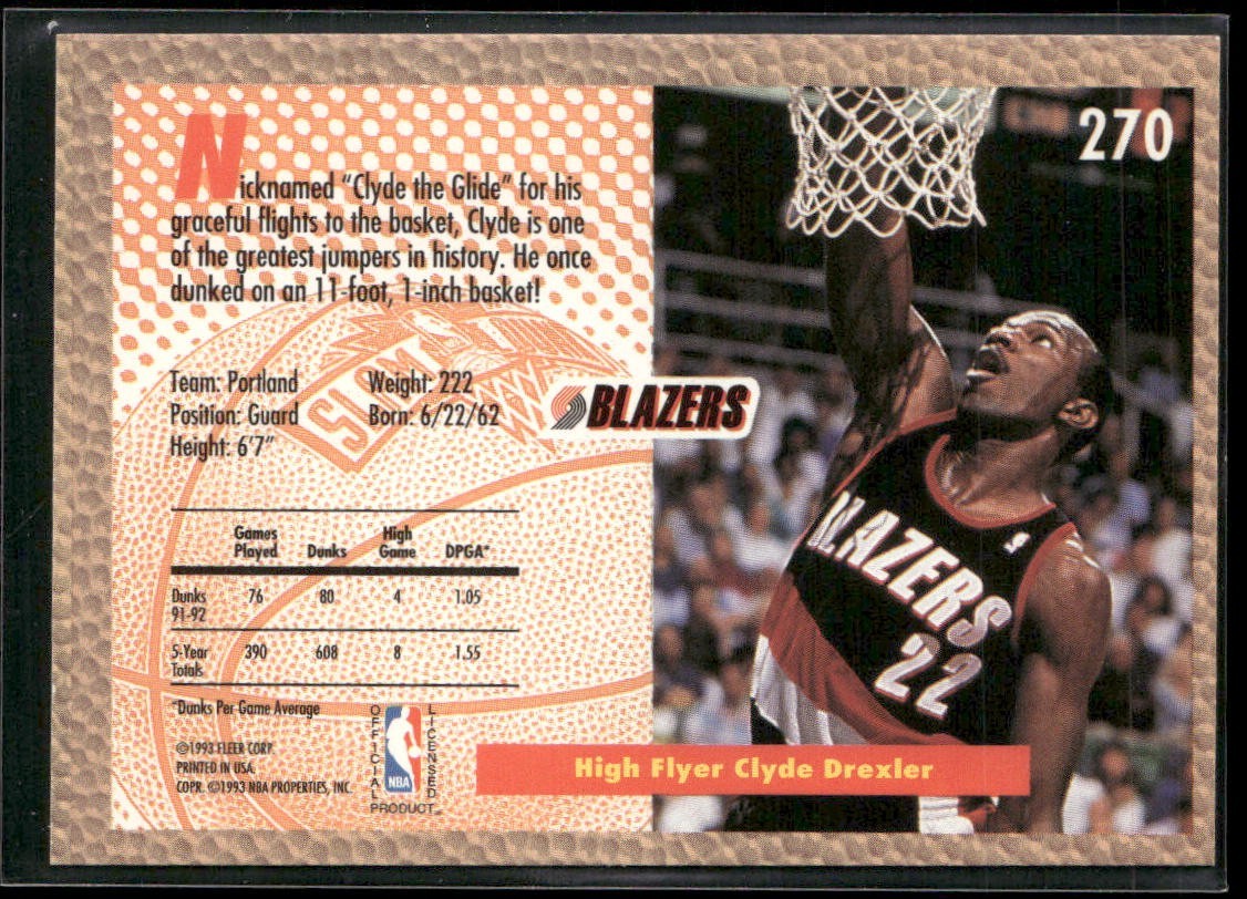 Clyde "The Glide" Drexler Player Lot Bundle 10 Basketball Cards CD002 Portland back