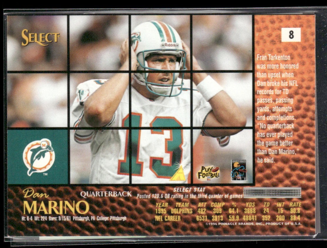 Dan Marino Player Lot Bundle 10 Different Football Cards DM002 Dolphins back