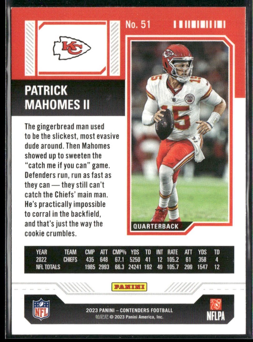 Patrick Mahomes II Player Lot Bundle 10 Different Football Cards PM001 Chiefs back