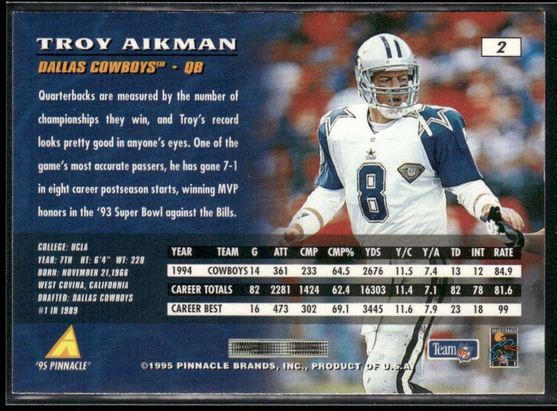 Troy Aikman Player Lot Bundle 10 Different Football Cards TA007 Cowboys back