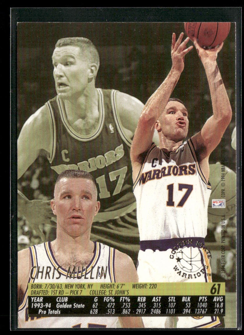 Chris Mullin Player Lot Bundle 10 Basketball Cards CM003 Warriors back