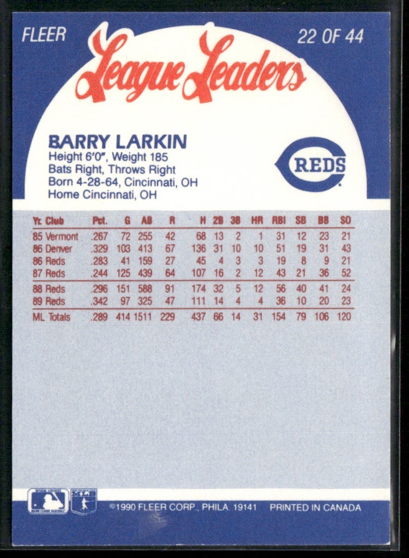 Barry Larkin Player Lot Bundle 10 Different Baseball Cards BL002 Reds back