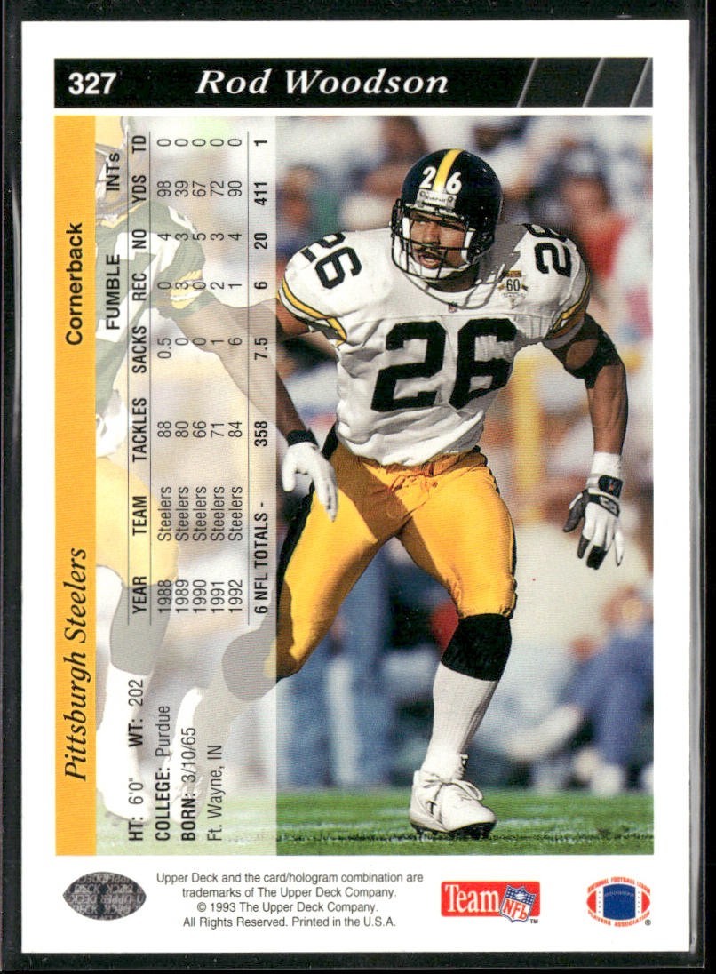 Rod Woodson Player Lot Bundle 10 Different Football Cards RW005 Steelers back