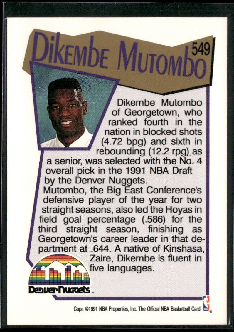 Dikembe Mutombo Player Lot Bundle 10 Basketball Cards DM003 Nuggets Hawks 1 RC back