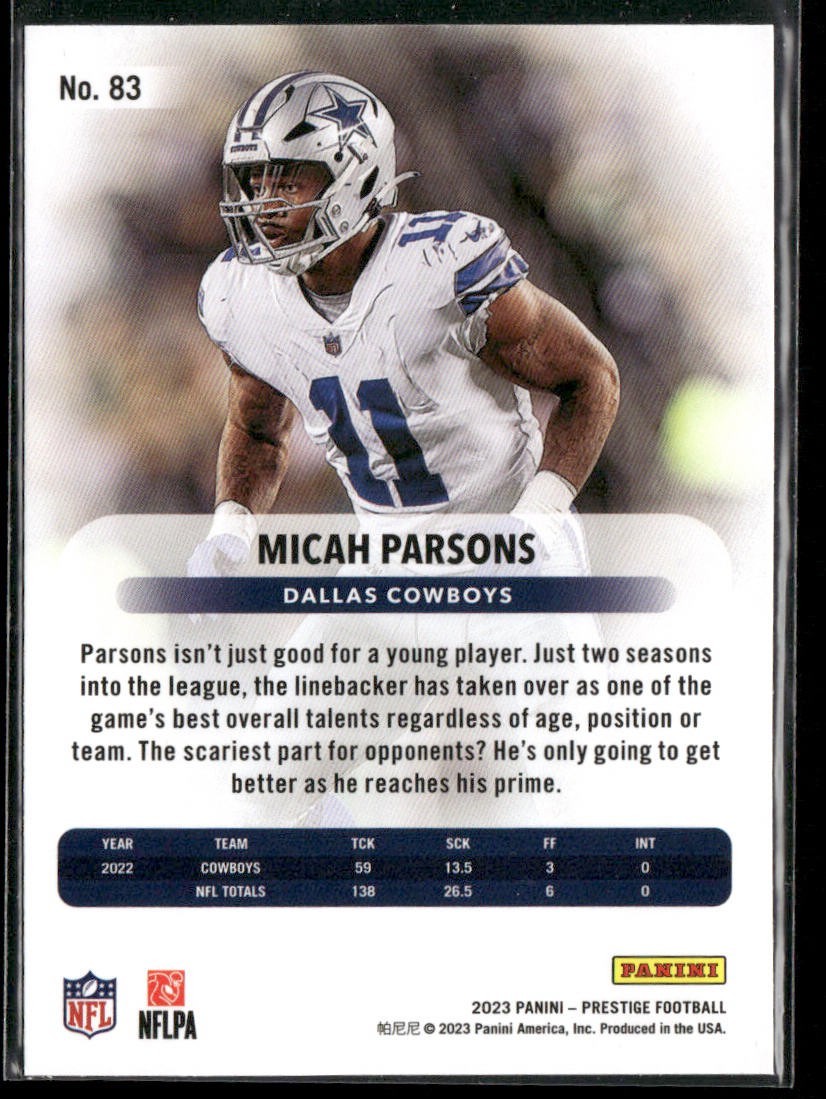 Micah Parsons Player Lot Bundle 10 Different Football Cards MP003 Cowboys 3 RC back