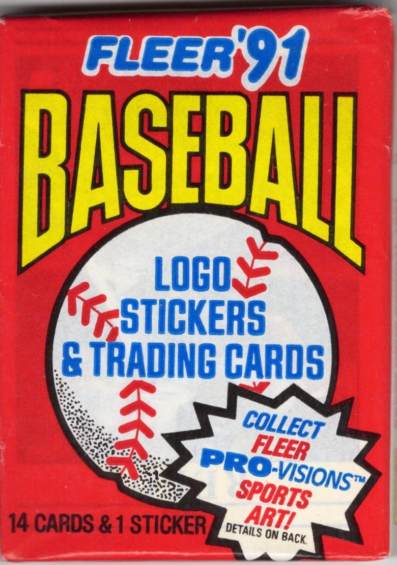 1991 Fleer Baseball Wax Pack Vintage Unopened Sealed 14 Cards + 1 Sticker MLB front