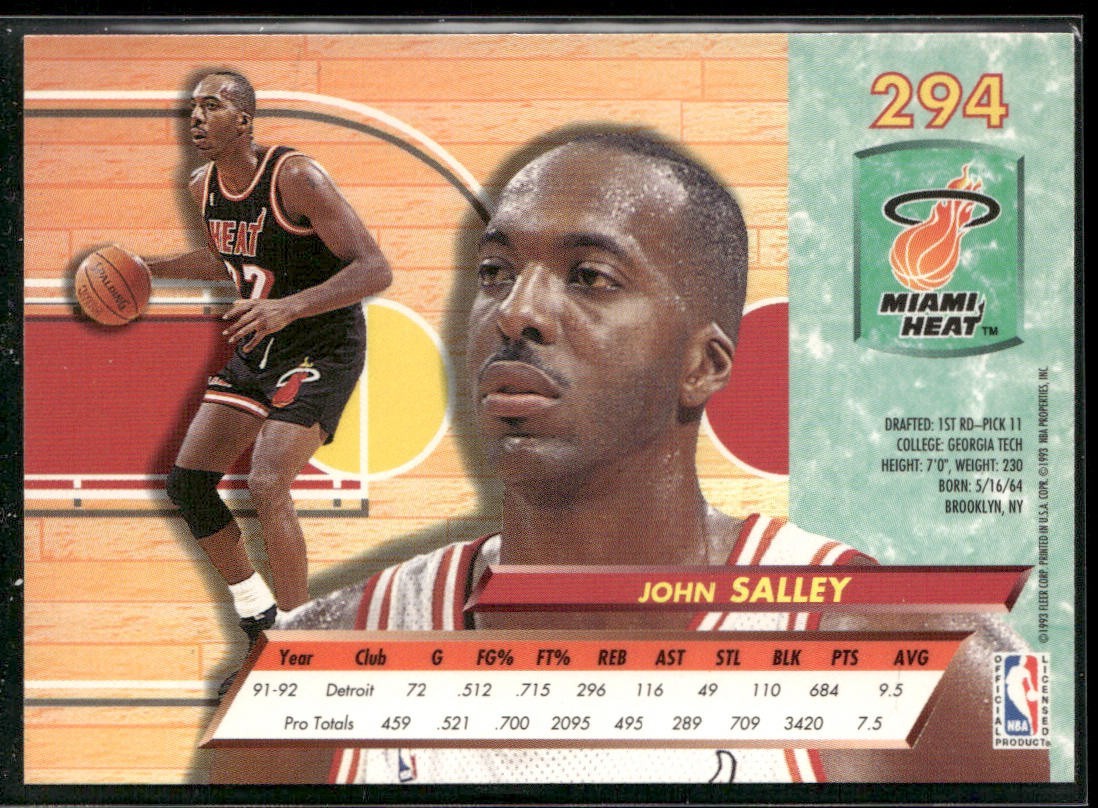 John Salley Player Lot Bundle 10 Basketball Cards JS002 Heat Pistons back