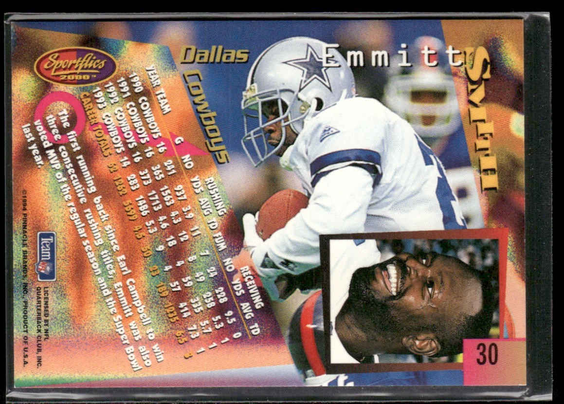 Emmitt Smith Player Lot Bundle 10 Different Football Cards ES006 Cowboys back