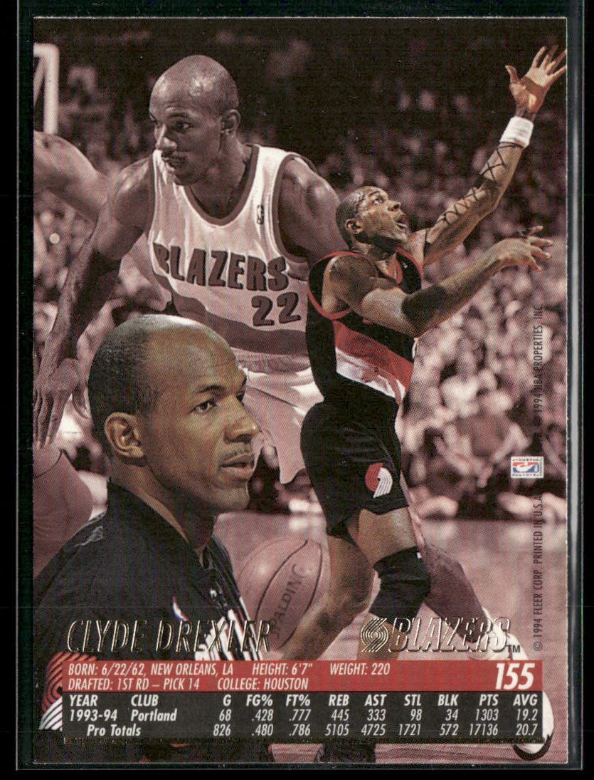 Clyde "The Glide" Drexler Player Lot Bundle 10 Basketball Cards CD001 Portland back