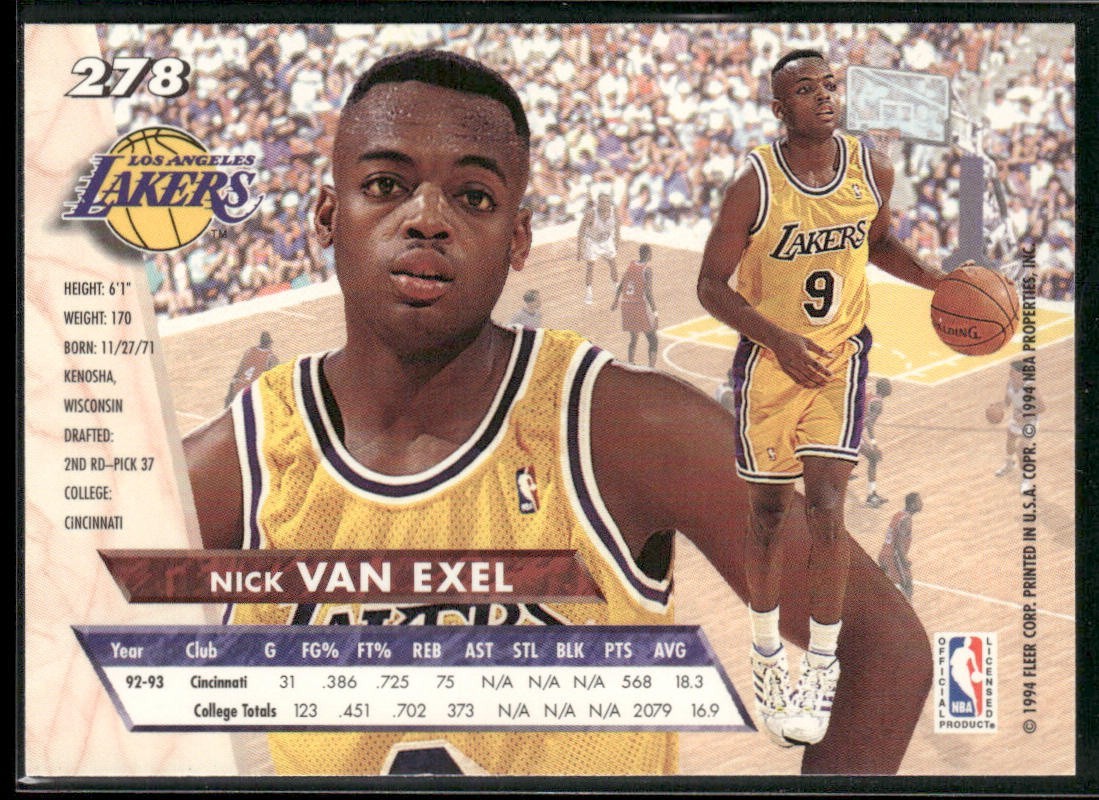 Nick Van Exel Player Lot Bundle 10 Basketball Cards NVE001 Lakers 3 RC's back