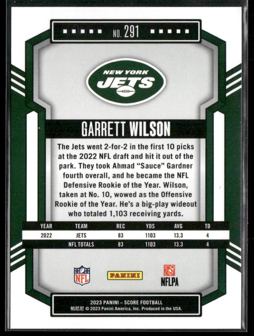 Garrett Wilson Player Lot Bundle 10 Different Football Cards GW001 Jets 1 RC back
