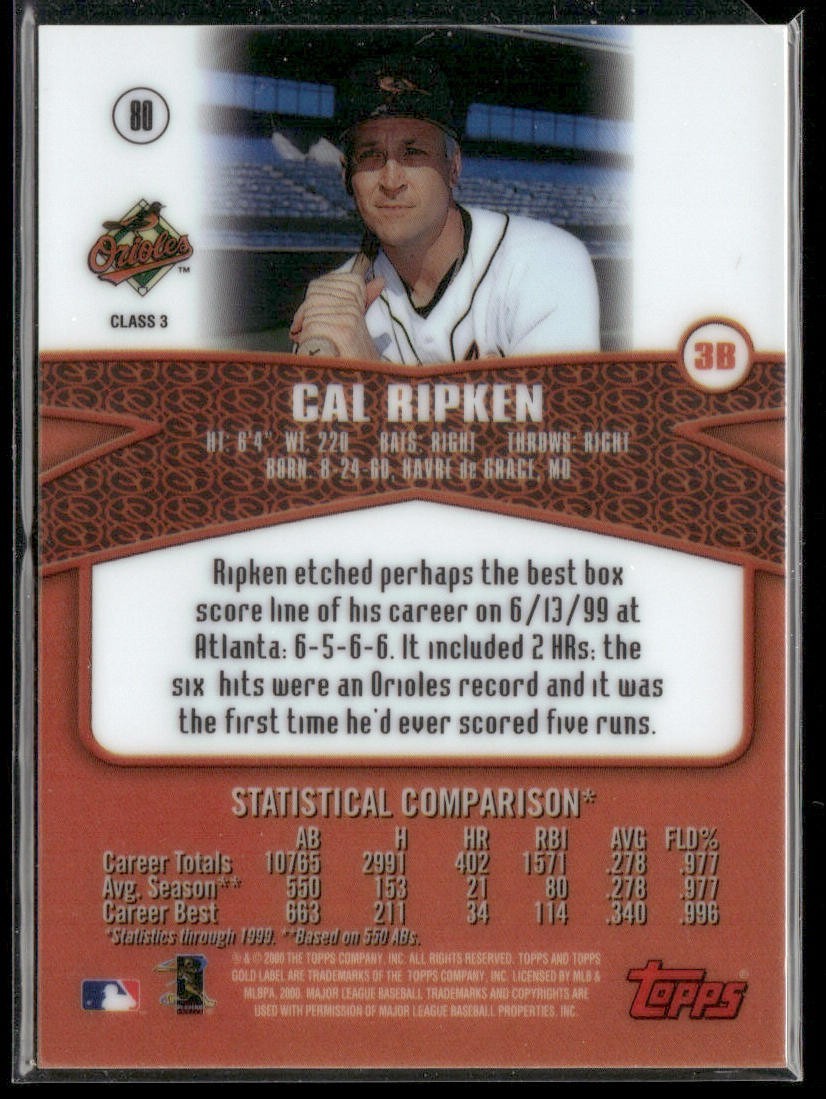 Cal Ripken Jr. Player Lot Bundle 10 Different Baseball Cards CRJ002 Orioles back