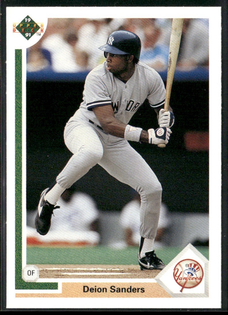 Deion Sanders Player Lot Bundle 10 Different Baseball Cards DS001 Yankees Braves back