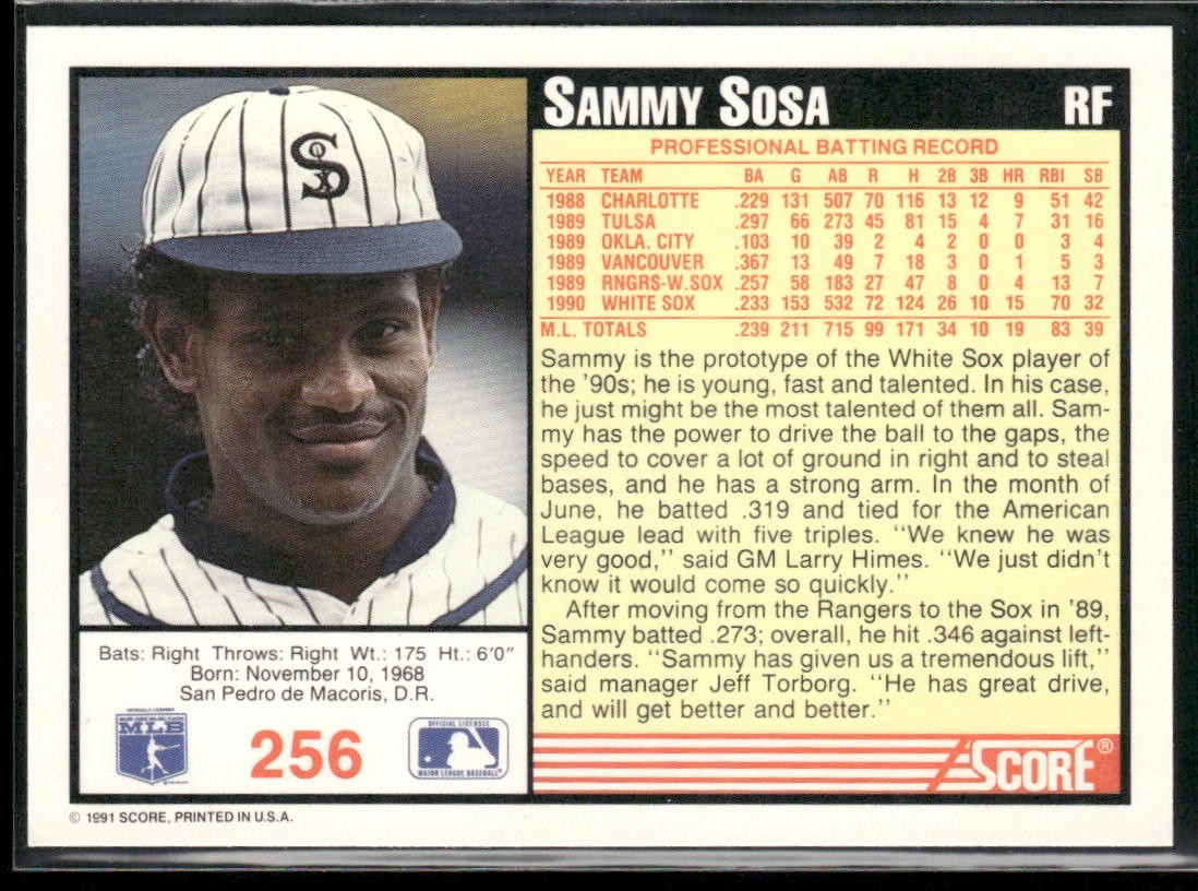 Sammy Sosa Lot Bundle 10 Different Baseball Cards SS001 Cubs back
