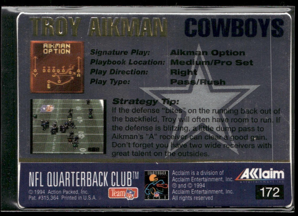 Troy Aikman Player Lot Bundle 10 Different Football Cards TA004 Cowboys back