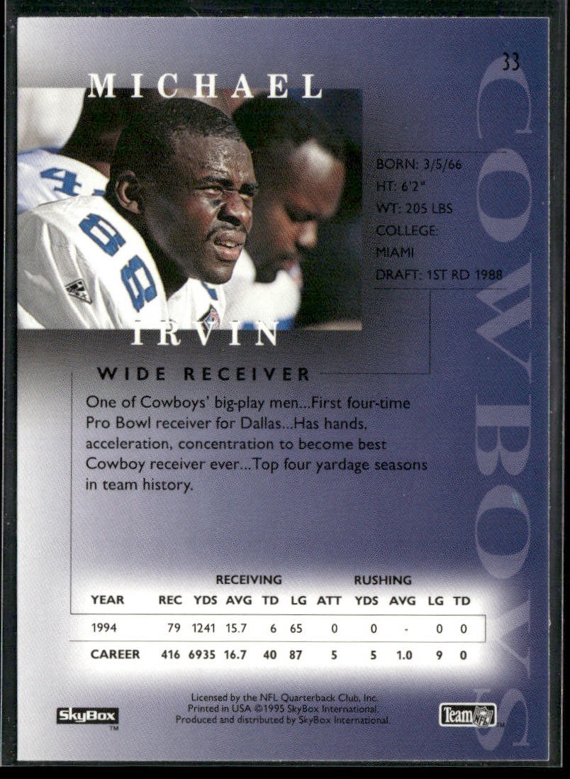 Michael Irvin Player Lot Bundle 10 Different Football Cards MI002 Cowboys back