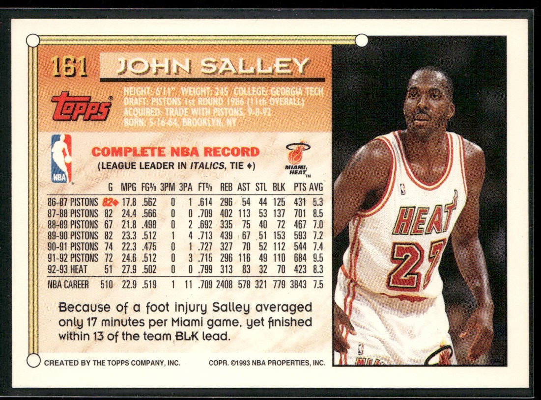 John Salley Player Lot Bundle 10 Basketball Cards JS004 Heat Pistons back