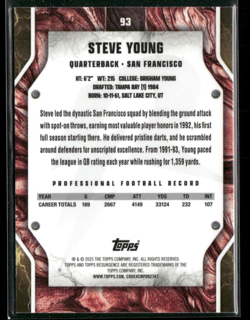 Steve Young Player Lot Bundle 10 Different Football Cards SY003 49ers back