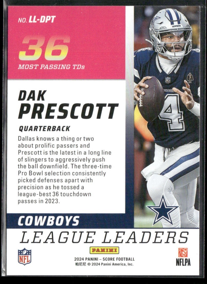 Dak Prescott Player Lot Bundle 10 Different Football Cards DP002 Cowboys back