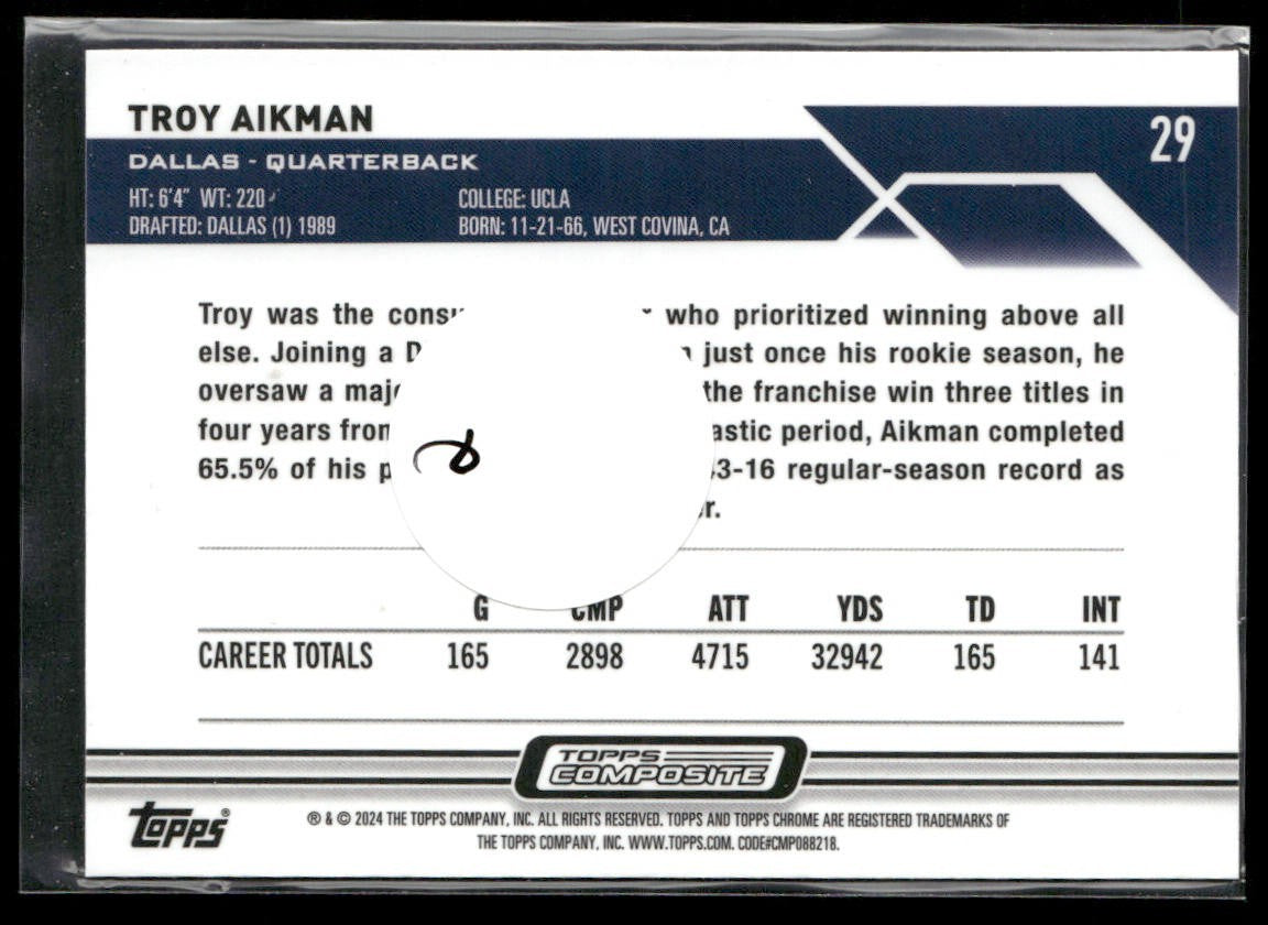 Troy Aikman Player Lot Bundle 10 Different Football Cards TA009 Cowboys back