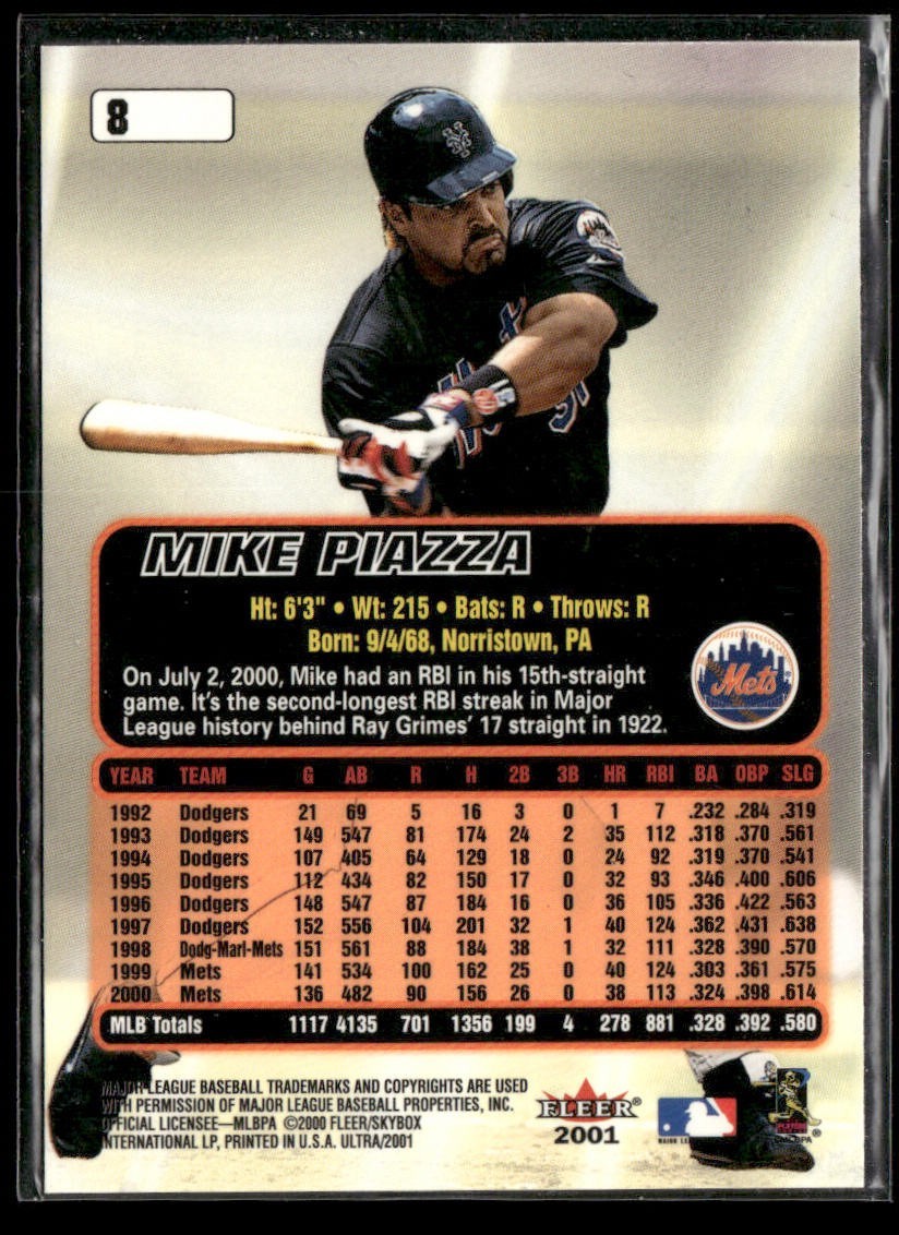 Mike Piazza Player Lot Bundle 10 Different Baseball Cards MP002 Dodgers Mets back