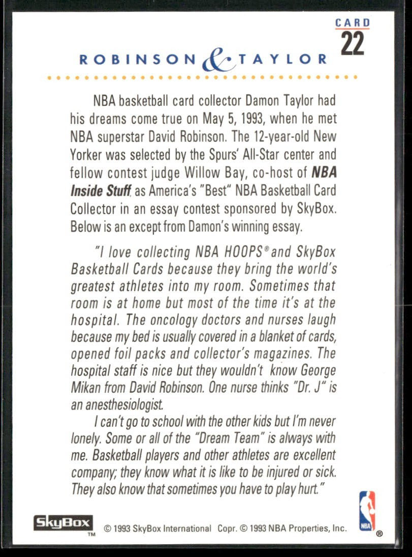 David Robinson Player Lot Bundle 10 Basketball Cards DR001 Spurs back