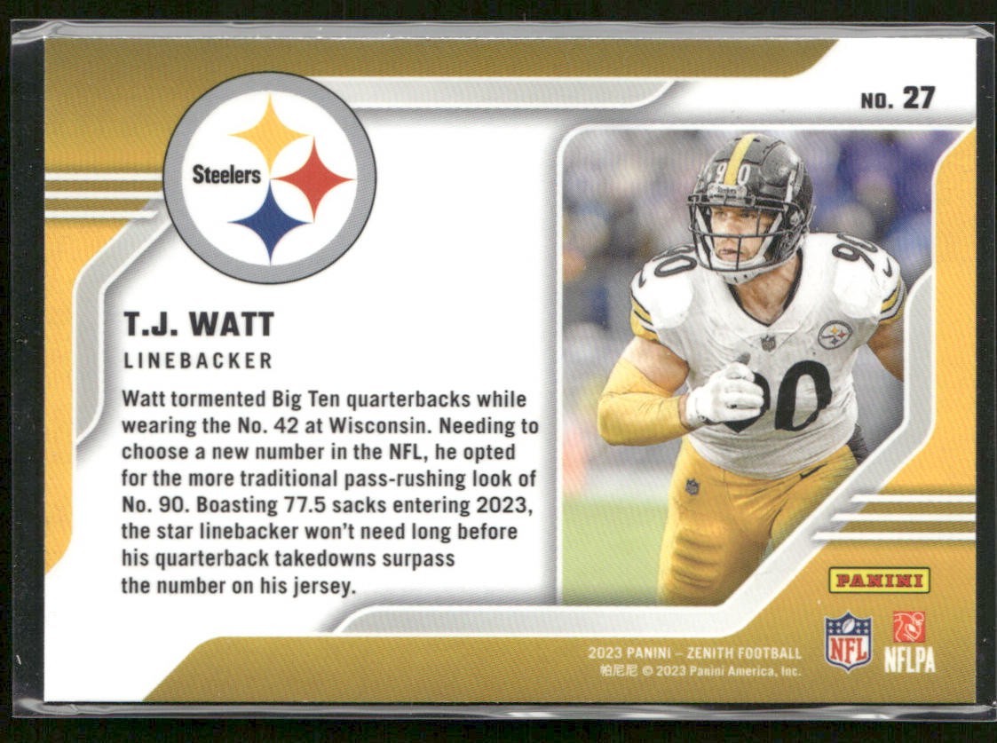 TJ Watt Player Lot Bundle 10 Different Football Cards TJW001 Steelers back
