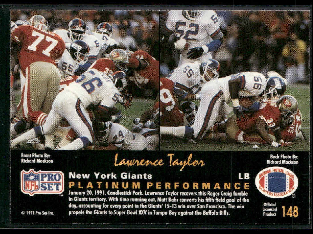 Lawrence Taylor Player Lot Bundle 10 Different Football Cards LT002 Giants back