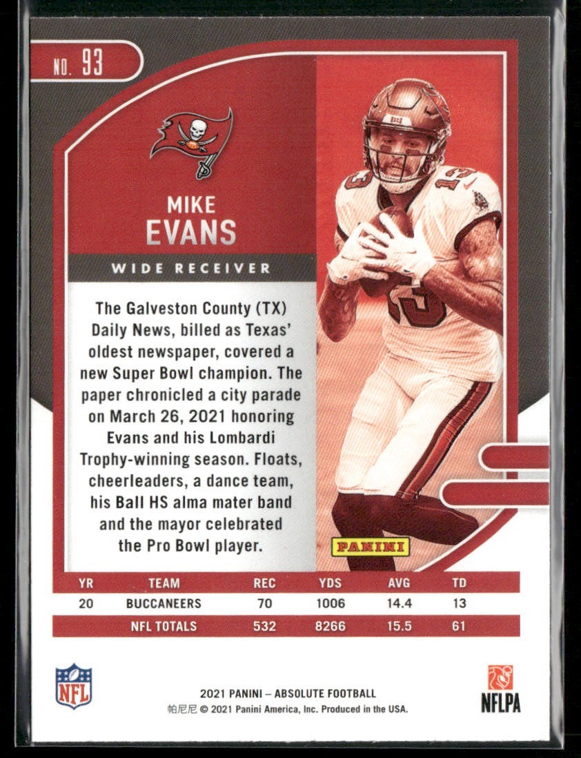 Mike Evans Player Lot Bundle 10 Different Football Cards ME003 Buccaneers back