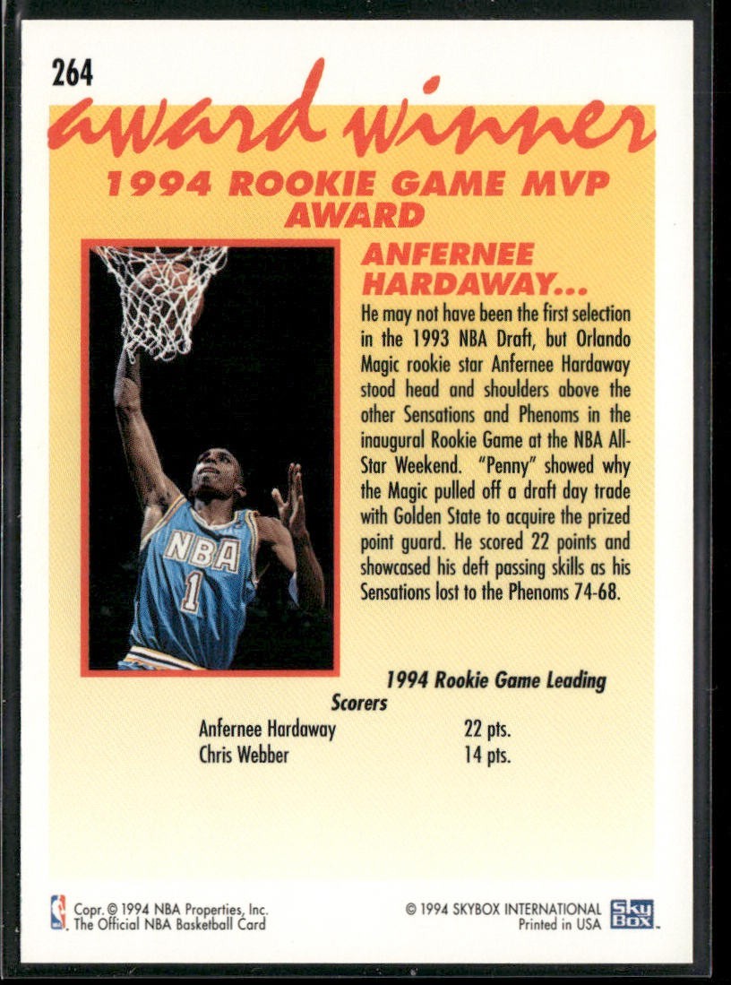 Anfernee "Penny" Hardaway Player Lot Bundle 10 Basketball Cards AH003 1 RC Magic back