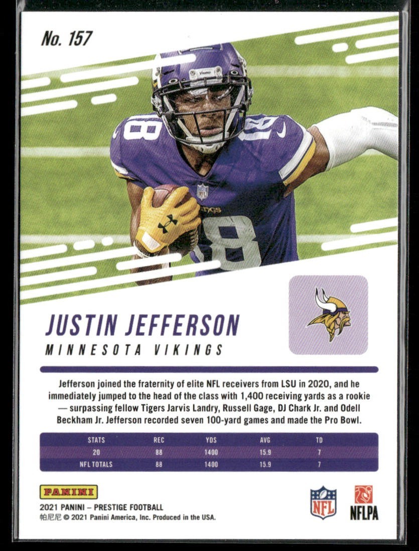 Justin Jefferson Player Lot Bundle 10 Different Football Cards JJ003 Vikings back