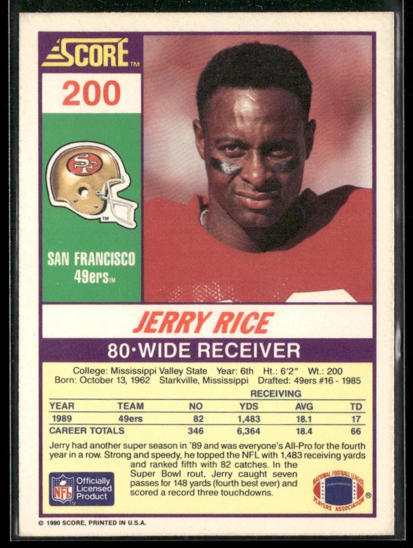 Jerry Rice Player Lot Bundle 10 Different Football Cards JR006 49ers back