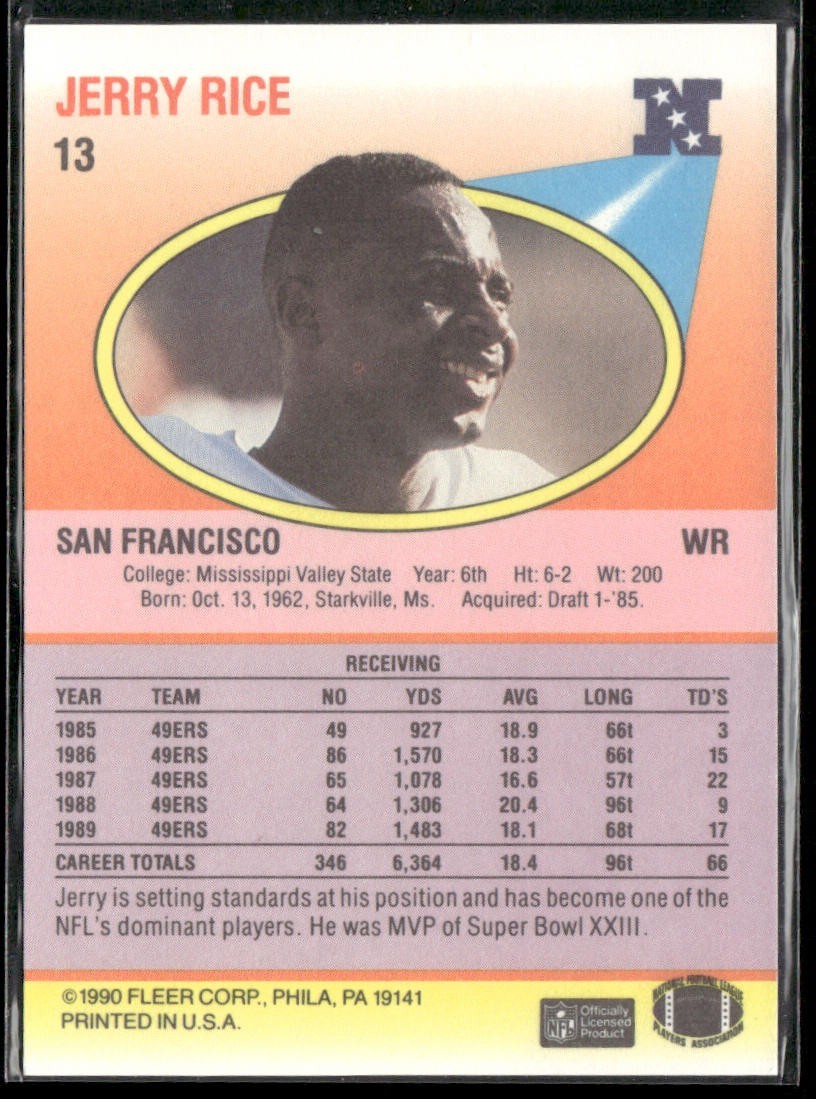 Jerry Rice Player Lot Bundle 10 Different Football Cards JR006 49ers back