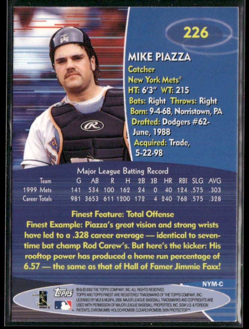 Mike Piazza Player Lot Bundle 10 Different Baseball Cards MP001 Dodgers Mets back