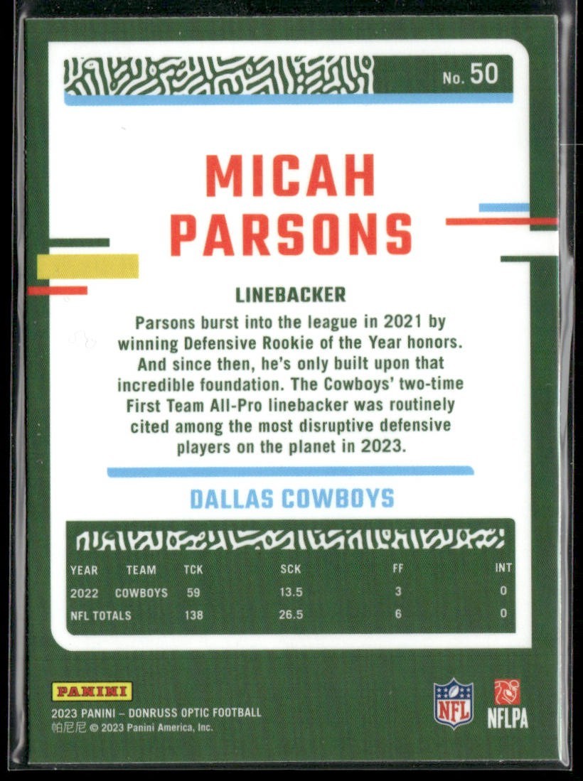 Micah Parsons Player Lot Bundle 10 Different Football Cards MP002 Cowboys 2 RC back