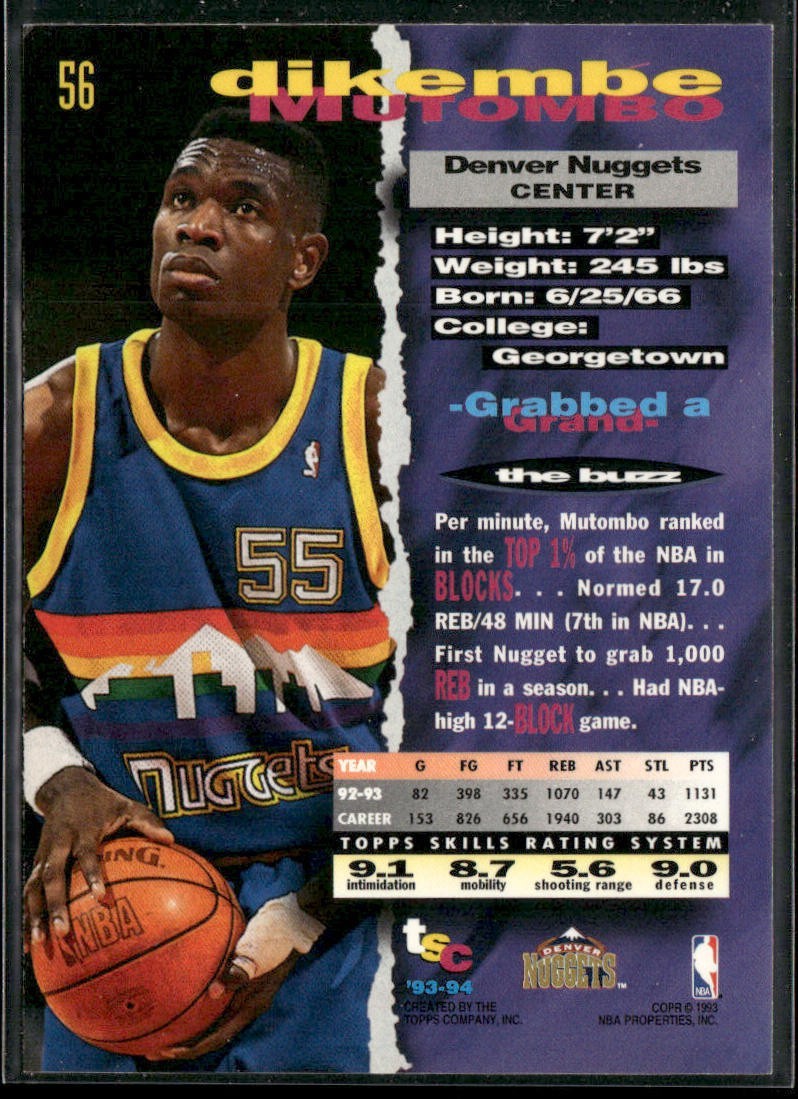 Dikembe Mutombo Player Lot Bundle 10 Basketball Cards DM003 Nuggets Hawks 1 RC back