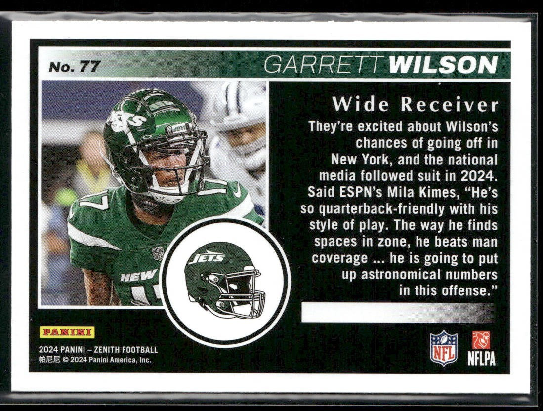 Garrett Wilson Player Lot Bundle 10 Different Football Cards GW002 Jets 4 RC back