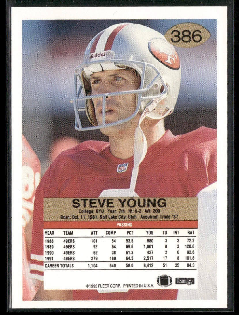 Steve Young Player Lot Bundle 10 Different Football Cards SY004 49ers back