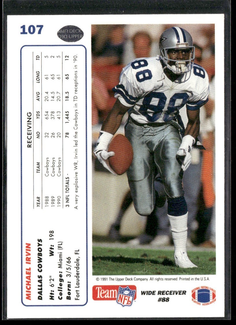 Michael Irvin Player Lot Bundle 10 Different Football Cards MI005 Cowboys back