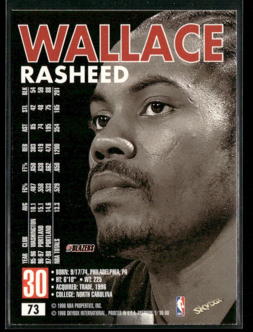 Rasheed Wallace Player Lot Bundle 10 Basketball Cards RW001 Bullets 1 RC back