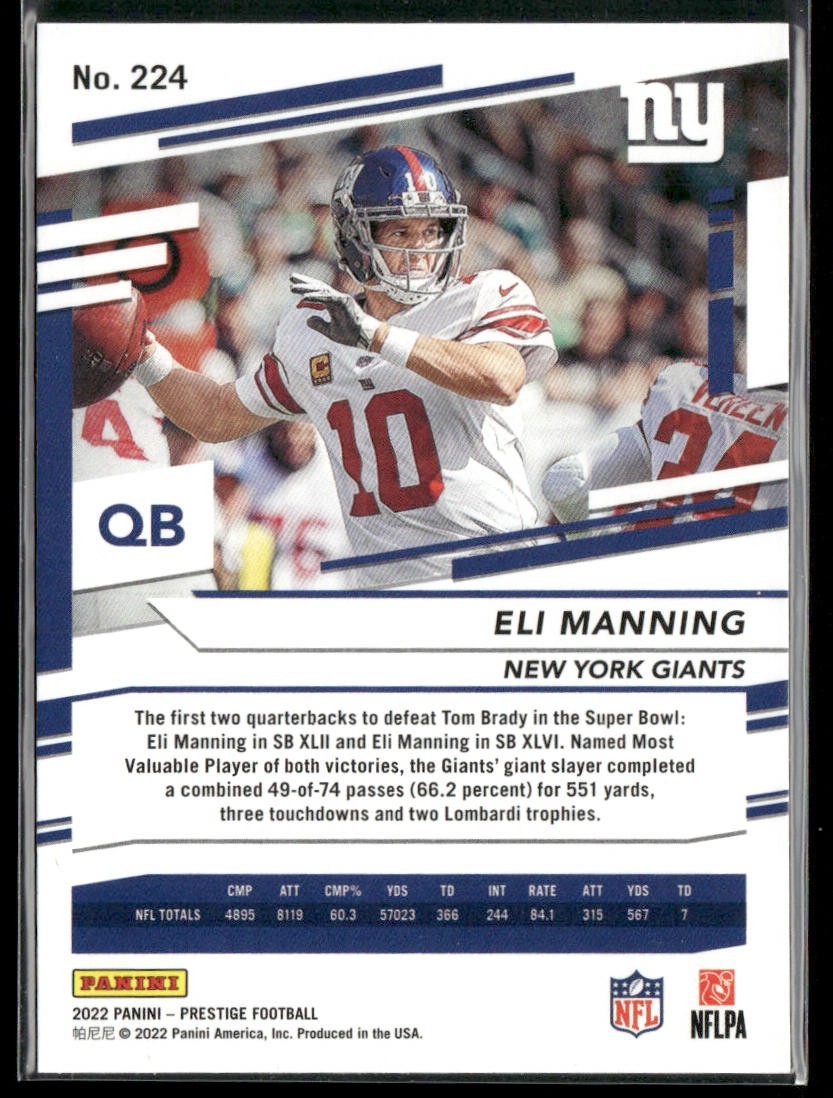 Eli Manning Player Lot Bundle 10 Football Cards EM001 Giants back