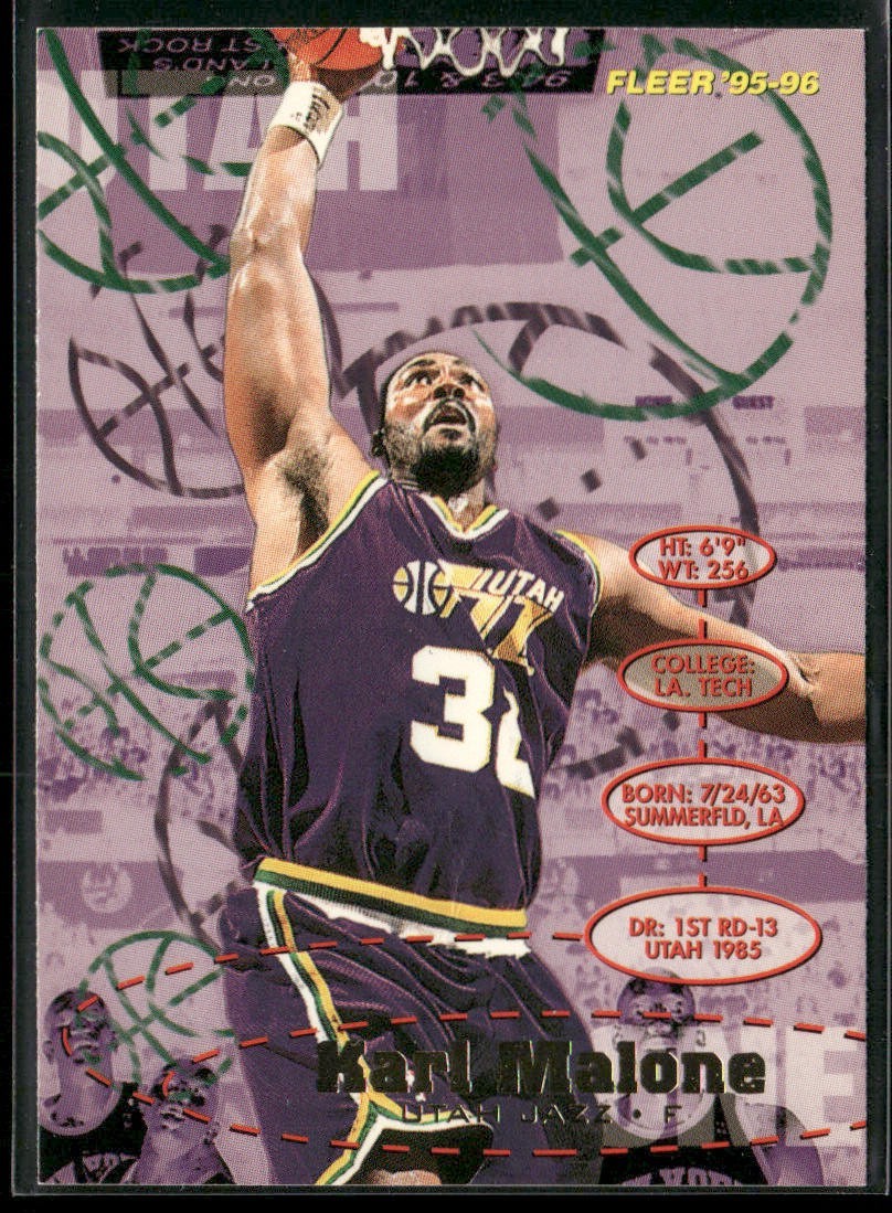 Karl Malone Player Lot Bundle 10 Basketball Cards KM003 Utah Jazz back