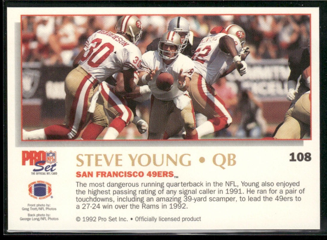 Steve Young Player Lot Bundle 10 Different Football Cards SY005 49ers back