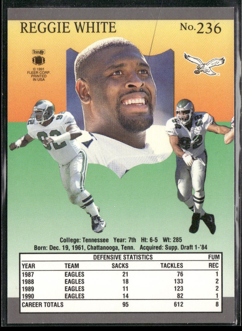 Reggie White Player Lot Bundle 10 Different Football Cards RW004 Eagles Packers back