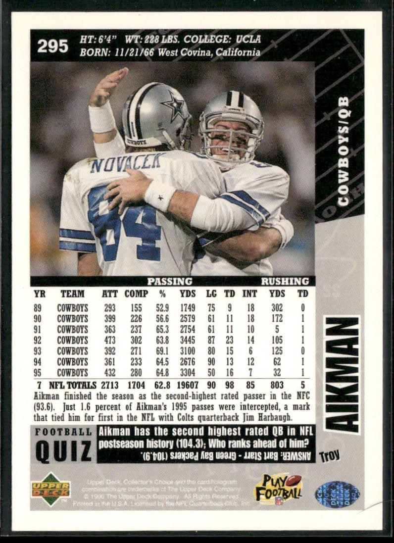 Troy Aikman Player Lot Bundle 10 Different Football Cards TA005 Cowboys back