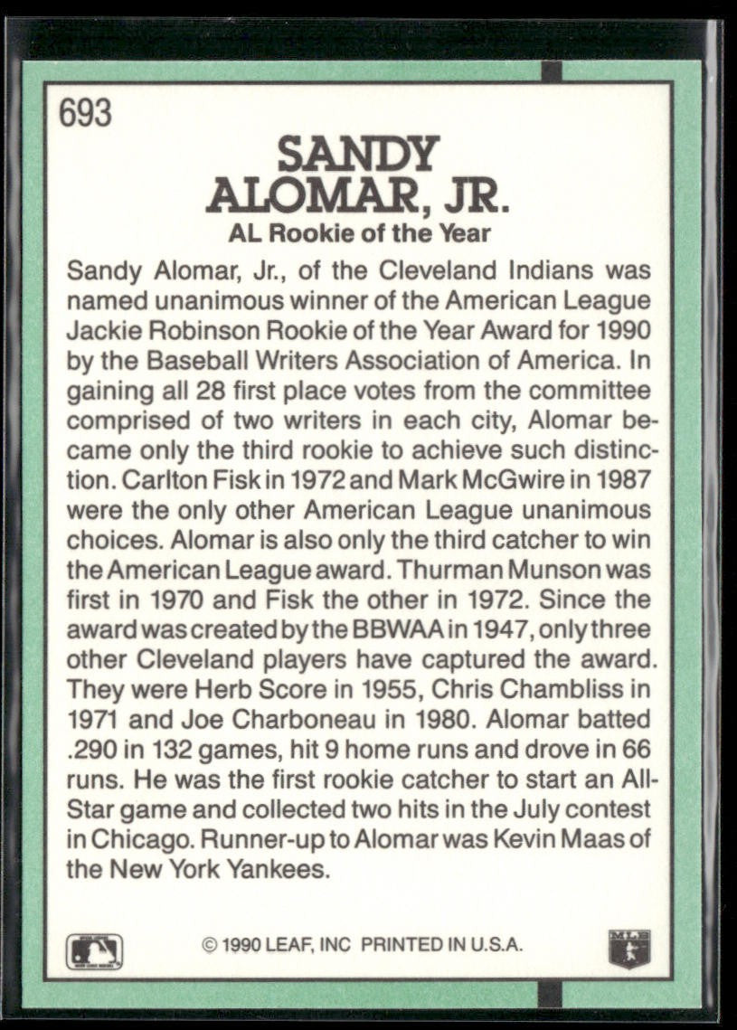 Sandy Alomar Jr. Lot Bundle 10 Different Baseball Cards SAJ001 Indians 2 RC back