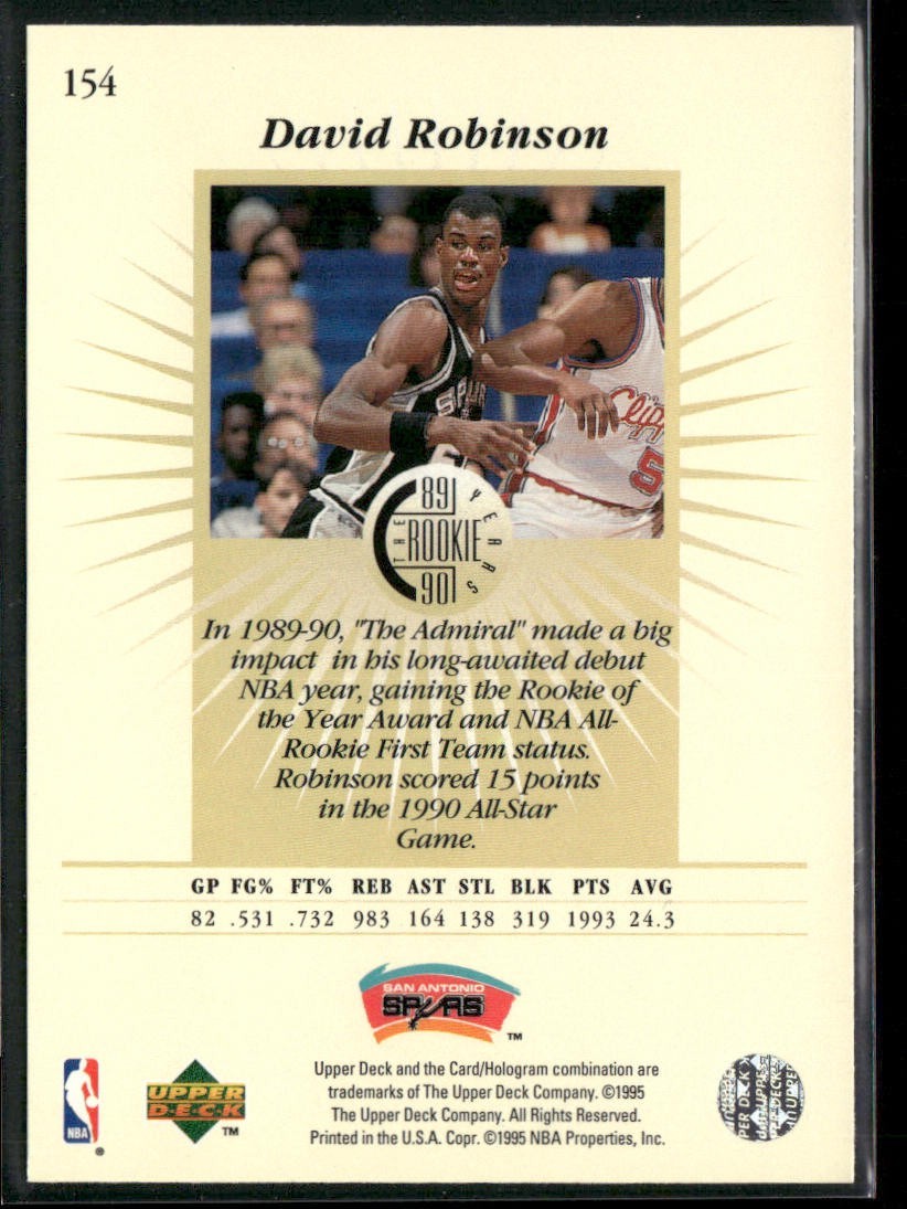 David Robinson Player Lot Bundle 10 Basketball Cards DR002 Spurs back