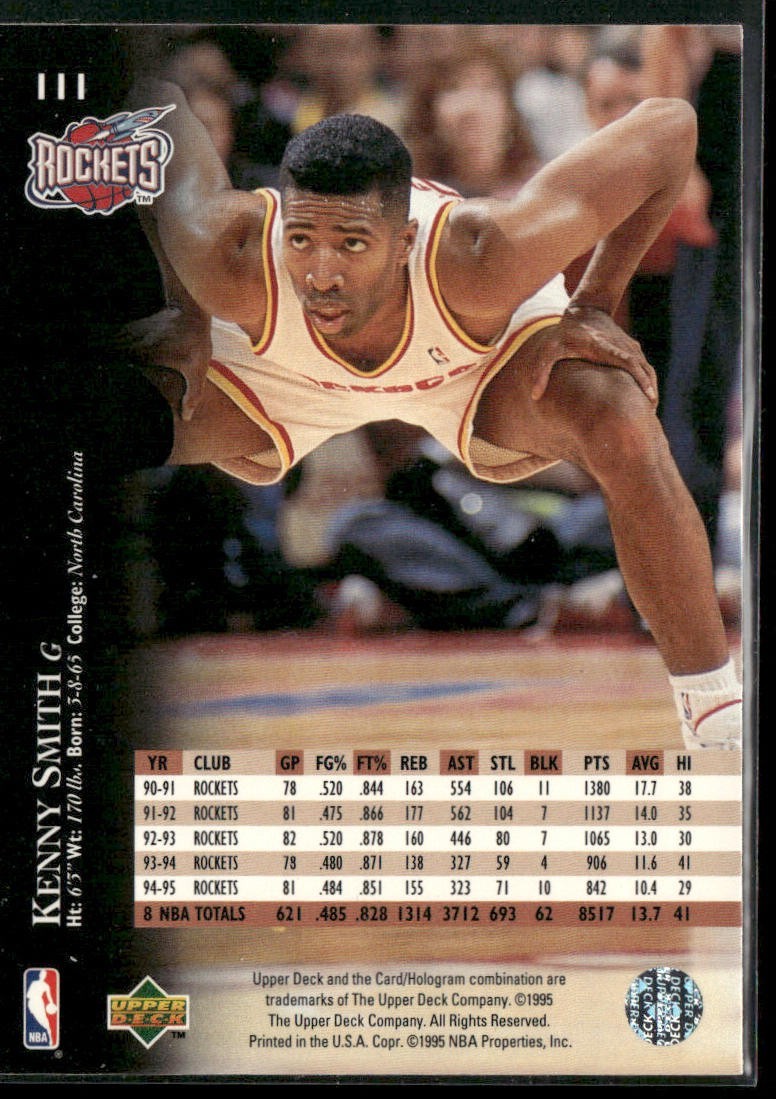 Kenny Smith Player Lot Bundle 10 Basketball Cards KS002 Rockets back